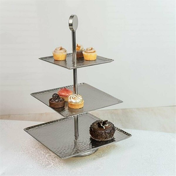 Tarifa 18 x 14 x 14 in. Hammered Silver Square Shaped Three Tier Stand TA3092984